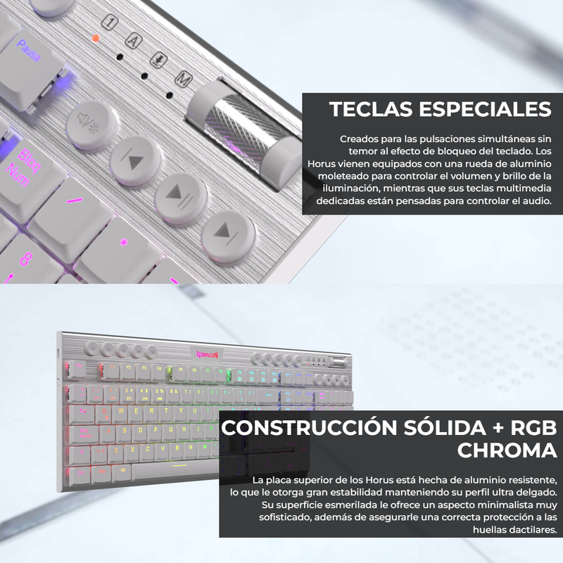 Teclado Gamer Inalámbrico Redragon K618w Rgb Horus, Esp, Red