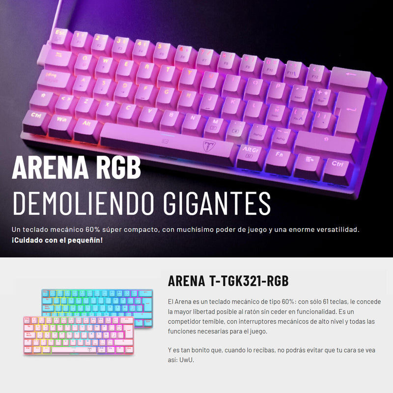 Teclado Gamer Mecánico T-dagger T-tgk321p Arena 60% Compacto