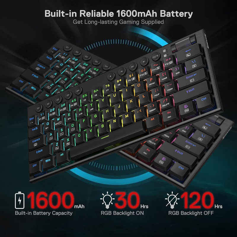 Teclado Gamer Inalámbrico Redragon K632 Rgb Horus Mini Pro