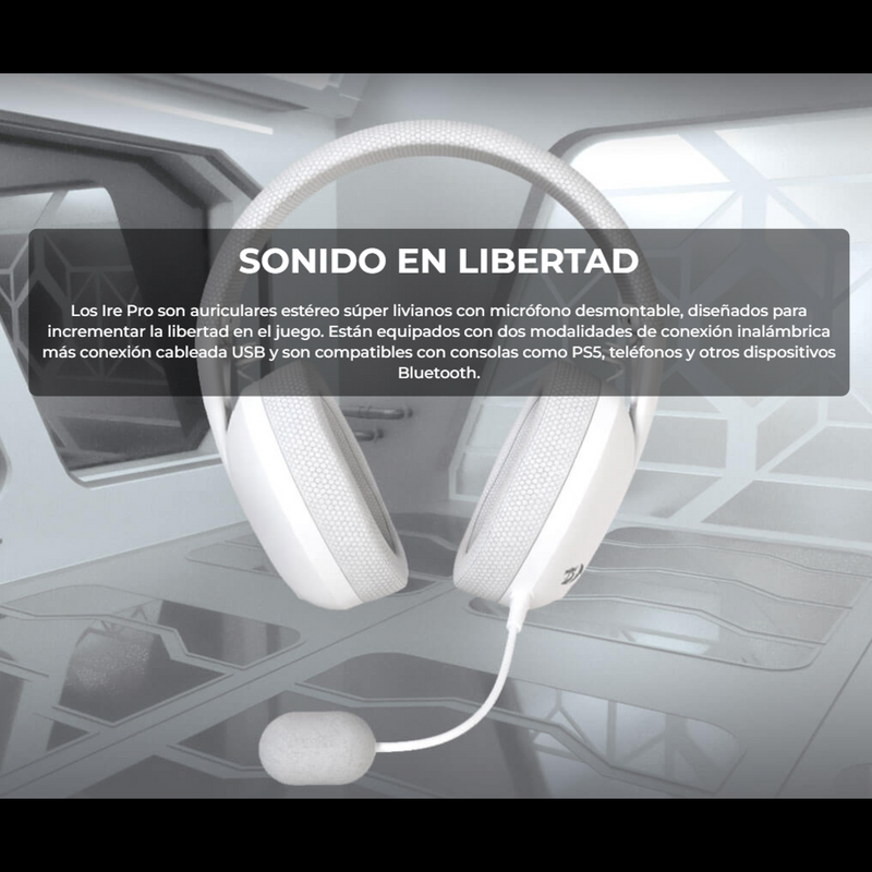 Redragon H848g Ire Pro Blanca, Diadema Gamer 2.4ghz/bt/3.5mm Pc Ps5