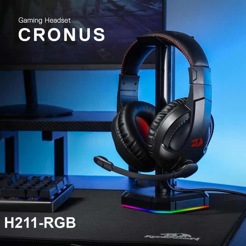 Auriculares H211 Cronus Gamer Con Iluminación Rgb Y Micrófono Redragon, Color Negro