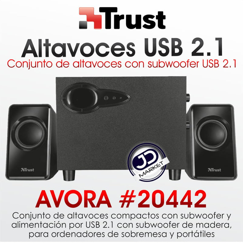 Parlantes 2.1 Trust Avora, Usb Subwoofer Set Diseño Compacto