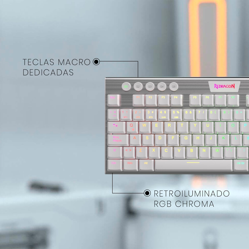 Teclado Gamer Inalámbrico Redragon K618w Rgb Horus, Esp, Red