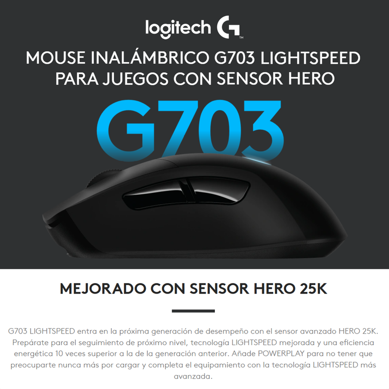 Mouse Gamer Inalámbrico Logitech G703 Lightspeed / 25.600dpi