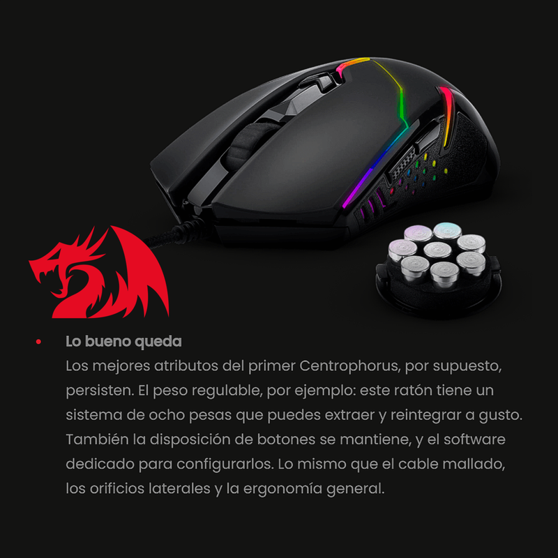 Mouse Gamer Redragon M601-rgb Centrophorus, 7200dpi, 8 Pesas