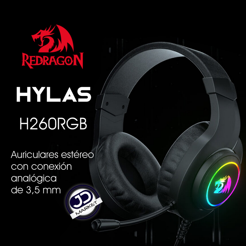 Diadema Gamer Redragon H260rgb Hylas Usb/3.5mm Con Micrófono