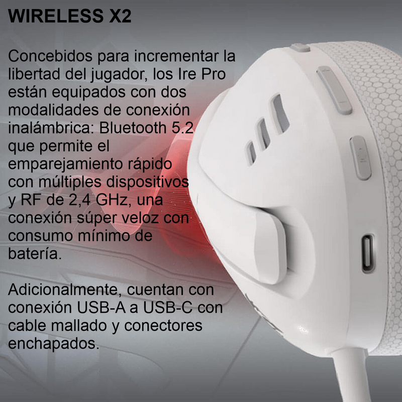 Redragon H848g Ire Pro Blanca, Diadema Gamer 2.4ghz/bt/3.5mm Pc Ps5