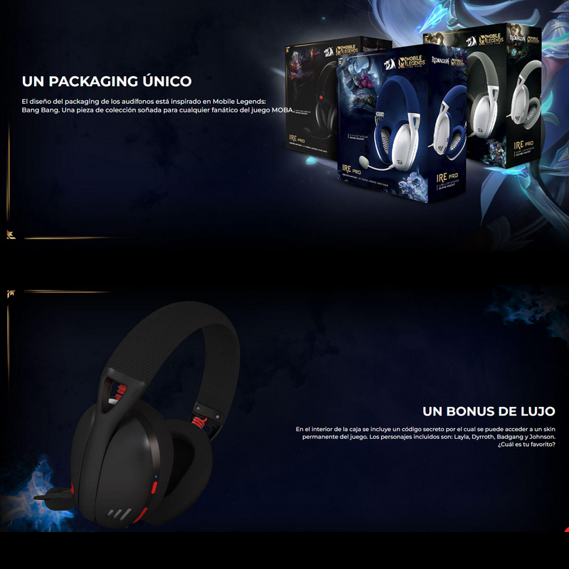 Redragon H848b Ire Pro, Diadema Gamer Edición Mobile Legends