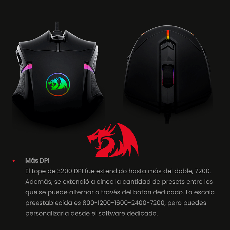 Mouse Gamer Redragon M601-rgb Centrophorus, 7200dpi, 8 Pesas