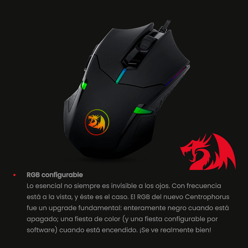 Mouse Gamer Redragon M601-rgb Centrophorus, 7200dpi, 8 Pesas