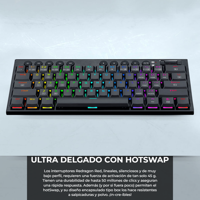 Teclado Gamer Inalámbrico Redragon K632 Rgb Horus Mini Pro