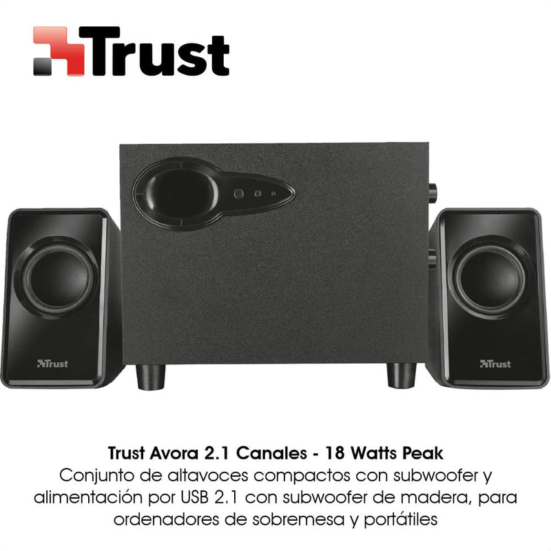Parlantes 2.1 Trust Avora, Usb Subwoofer Set Diseño Compacto