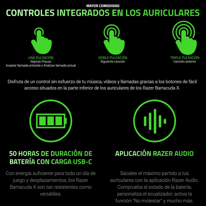 Audífonos Gamer Inalámbrico Bt/2.4ghz Razer Barracuda X, Wht