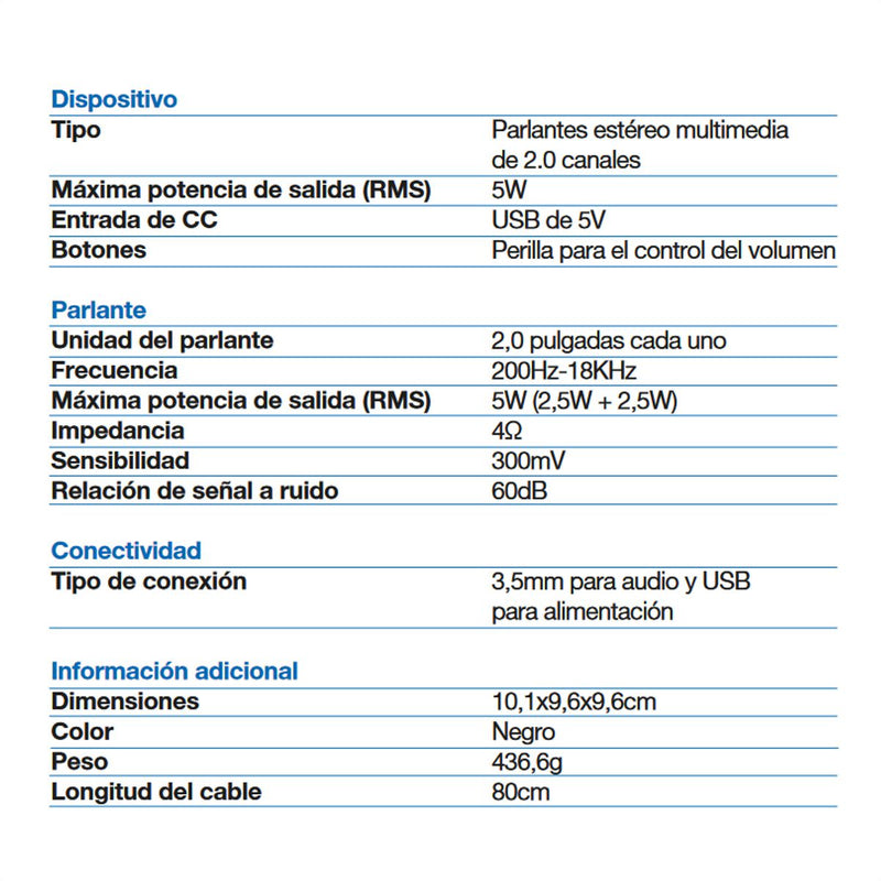 Parlante Xtech Ikonic Xts111 Estéreo Multimedia Usb / 3.5mm