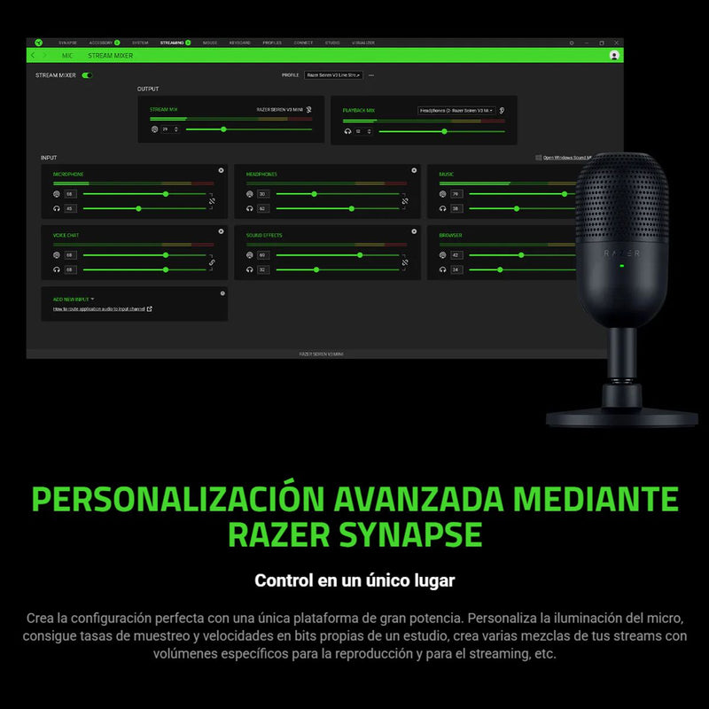 Micrófono Gamer Usb Ultracompacto Razer Seiren V3 Mini, Wht