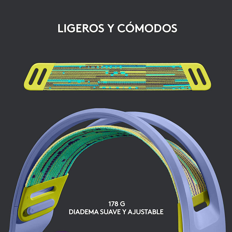 Diadema Gamer Inalámbrica Rgb Logitech G733 / 7.1 Dts, Lila
