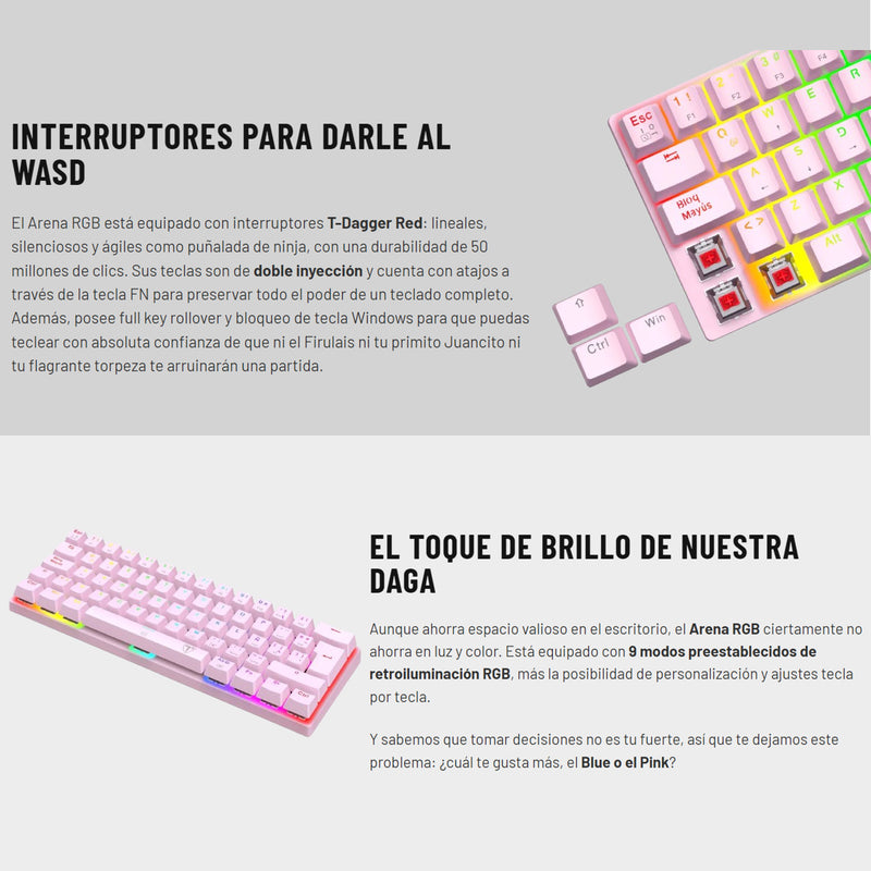 Teclado Gamer Mecánico T-dagger T-tgk321p Arena 60% Compacto