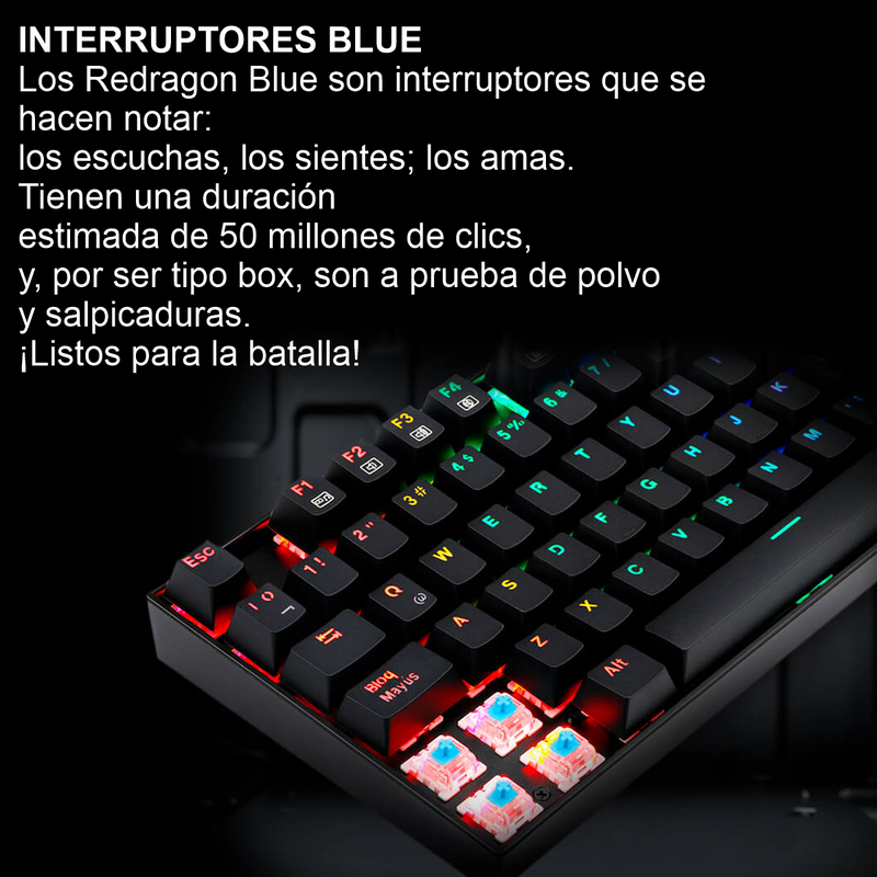 Teclado Gamer Mecánico Redragon K551 Mitra, Iluminación Rgb