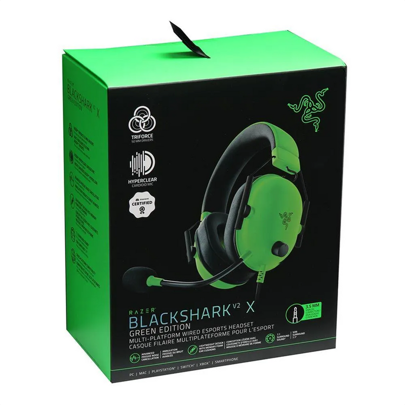Audífonos Diadema Gamer Razer Blackshark V2 X Sonido 7.1 Grn