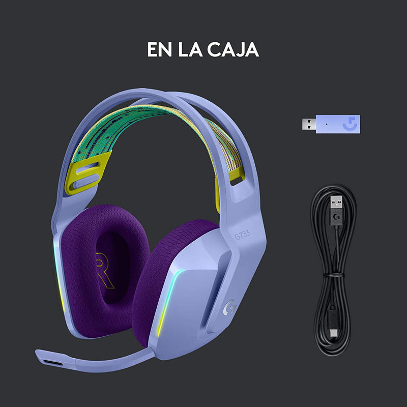 Diadema Gamer Inalámbrica Rgb Logitech G733 / 7.1 Dts, Lila