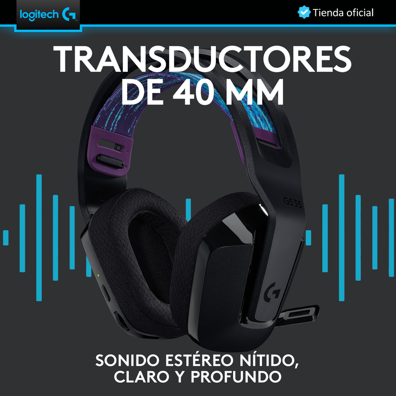Diadema Gamer Logitech G535 Lightspeed, Pc/ps5|4, Blk/blu