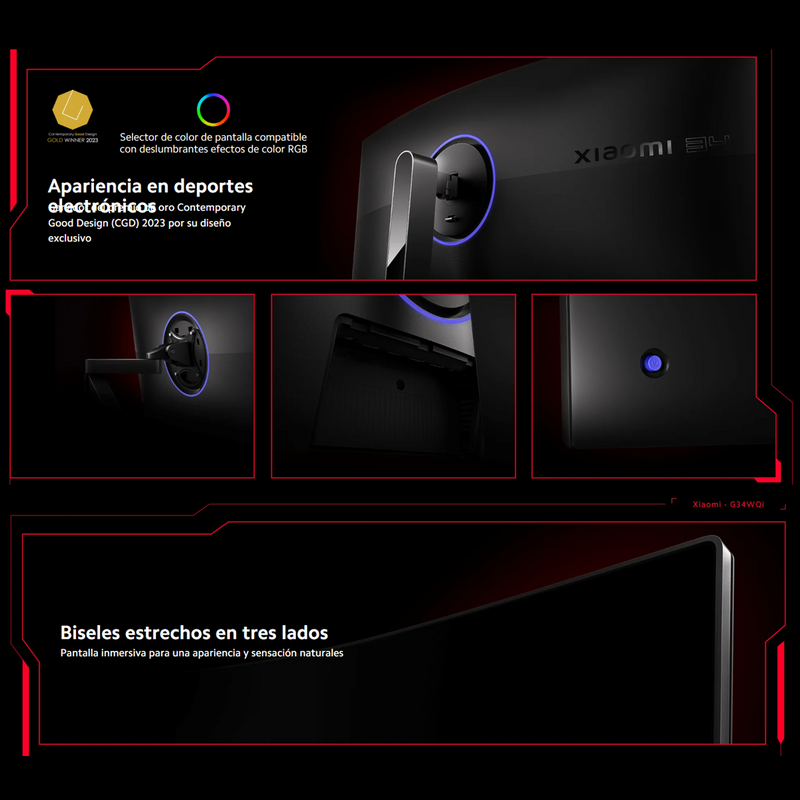 Monitor Gamer Curvo 34'' Xiaomi G34wqi Ultrawide, 1ms, 180hz