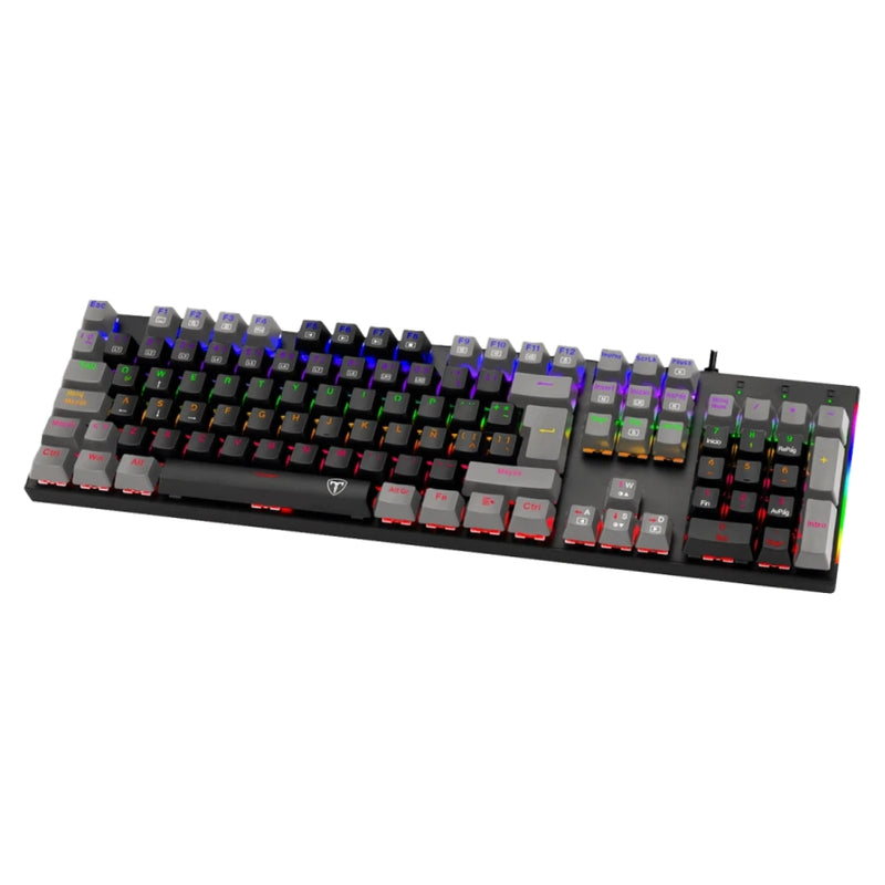Teclado Gamer Mecanico T-dagger Naxos Rainbow con Switch Red, Negro/Gris