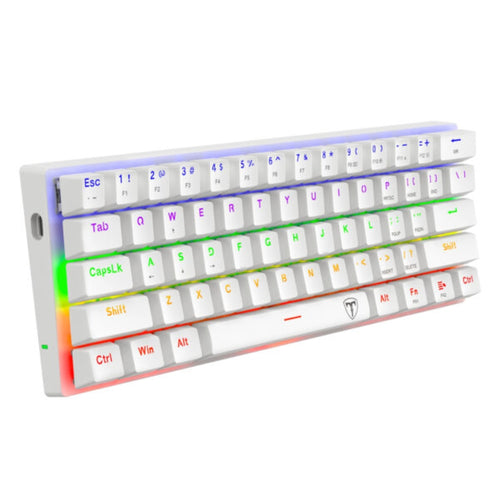 Teclado Gamer Mecanico T-dagger Arena Lite 60% Compacto, Iluminación Raimbow, Blanco