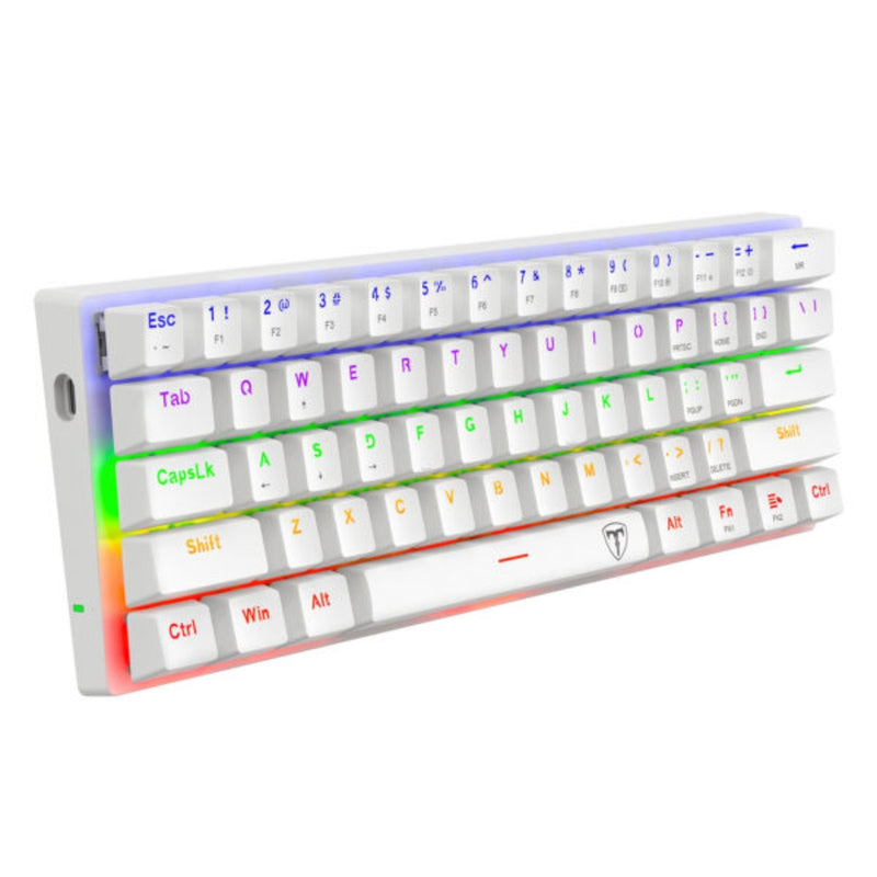 Teclado Gamer Mecanico T-dagger Arena Lite 60% Compacto, Iluminación Raimbow, Blanco