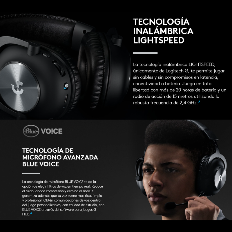 Diadema Gamer Profesional Logitech G Pro X Wireless 7.1 Dts