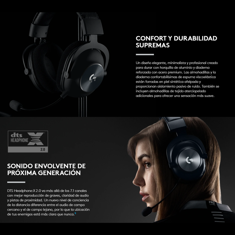 Diadema Gamer Profesional Logitech G Pro X Wireless 7.1 Dts