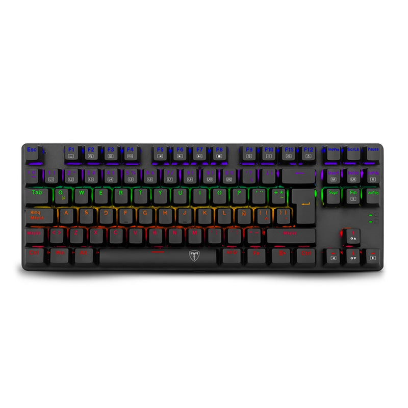 Teclado Gamer Mecanico T-dagger Bora Lite Rainbow con Switch Red, Negro
