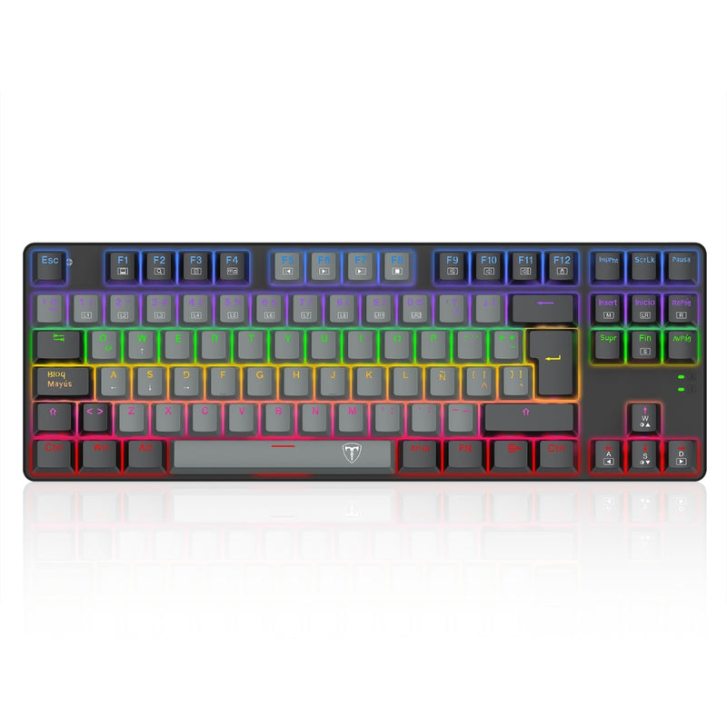 Teclado Gamer Mecanico T-dagger Bora Lite Rainbow con Switch Red, Gris