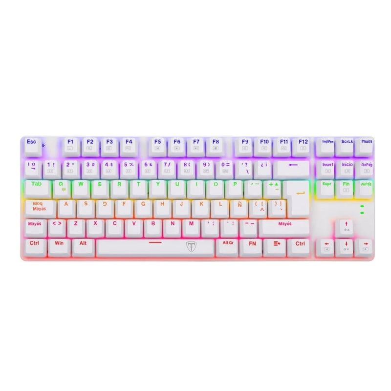 Teclado Gamer Mecanico T-dagger Bora Lite Rainbow con Switch Red, Blanco