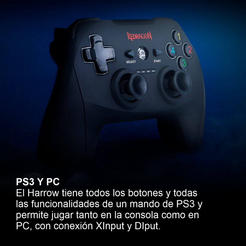 Control Gamepad Inalámbrico, Redragon Harrow G808, Pc / Ps3