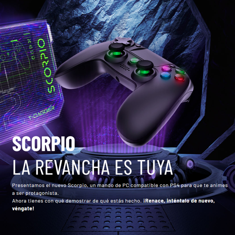 Control Dagger Control Gamepad T-Dagger Scorpio Bluetooth/USB para PC/PS4 - Negro | 2 ...