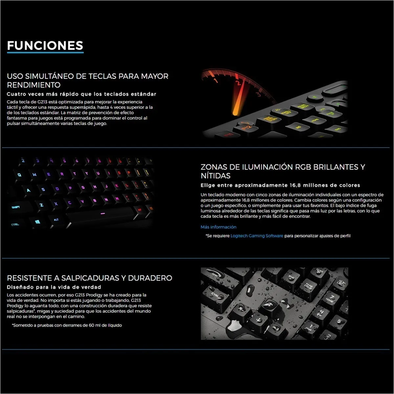 Teclado Gamer Logitech G213 Prodigy Con Iluminación Rgb