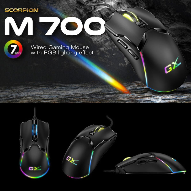 Mouse Gamer Rgb Genius Scorpion Gx M700, 6 Botones, 7200dpi