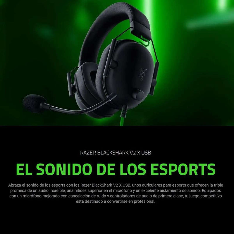 Audífonos Gamer Razer BlackShark V2 X USB Sonido 7.1 Micrófono con Cancelación de Ruido