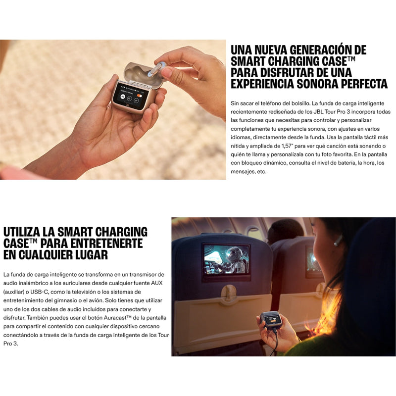 Auriculares Inalámbricos JBL Tour Pro 3 con Cancelación de Ruido y Smart Charging Case™