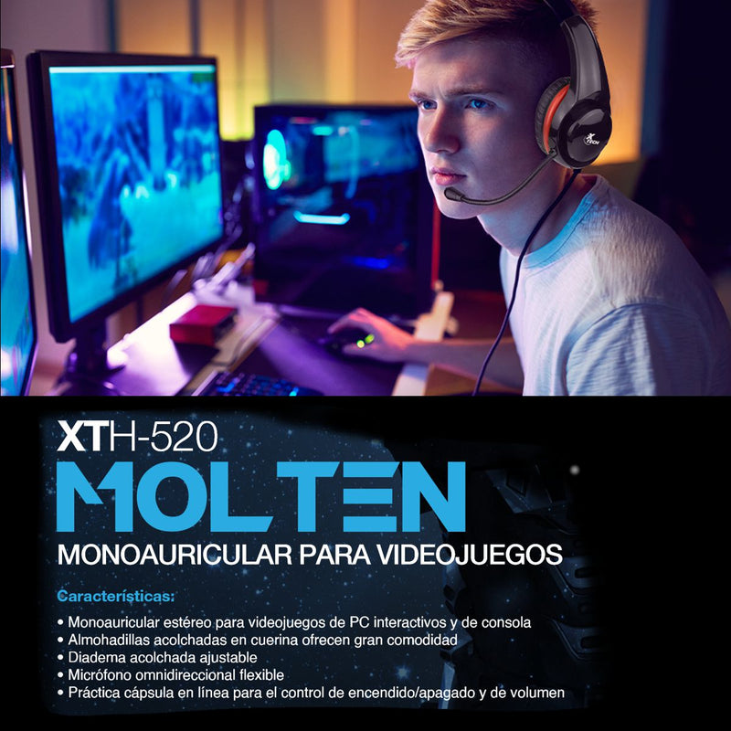 Audífonos Xtech Xth-520rd Monoaural Molten, Micrófono /3.5mm