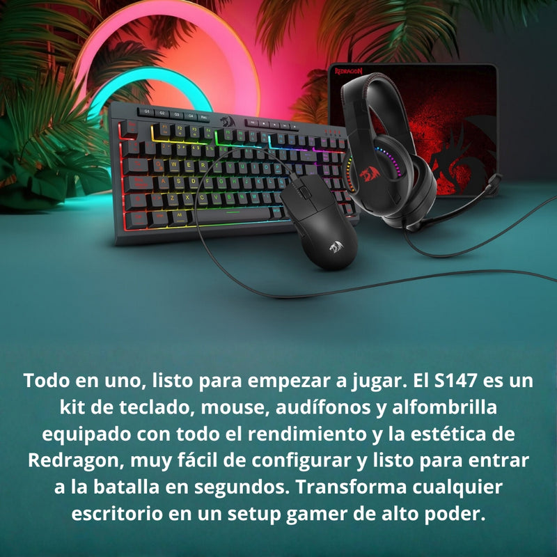 Combo Gamer 4 En 1 Redragon Gaming Essentials S147 Rbg