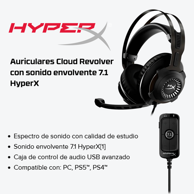 Diadema Gamer Hyperx Cloud Revolver, Audio Usb 7.1 Pc, Ps5|4