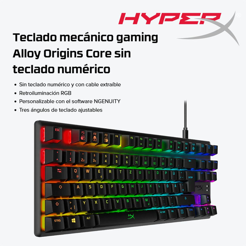 Teclado Gamer Mecánico Hyperx Alloy Origins Core Rgb / Blue