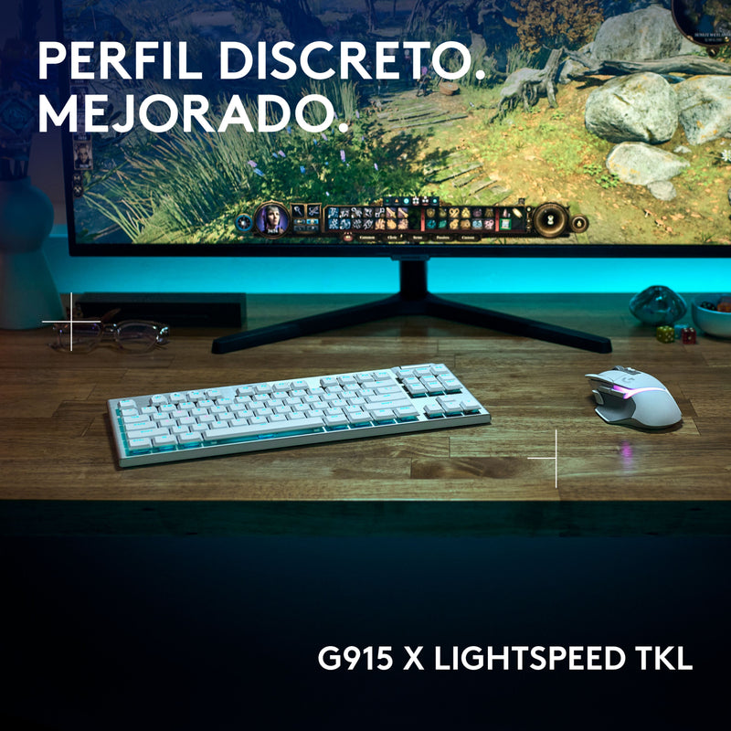 Teclado Gamer Mecánico Logitech G915 X Lightspeed Tkl, Wht