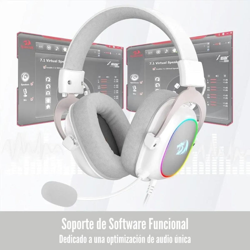Diadema Gamer Redragon Zeus X con Cable, Controlador de Audio, Blanco