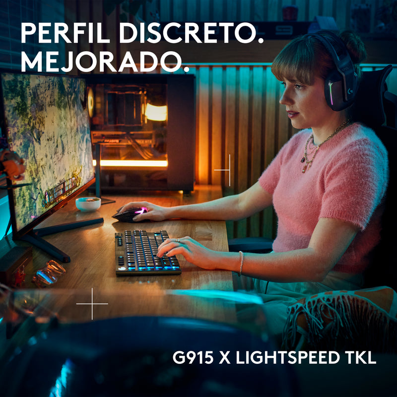 Teclado Gamer Mecánico Logitech G915 X Lightspeed Tkl, Blk