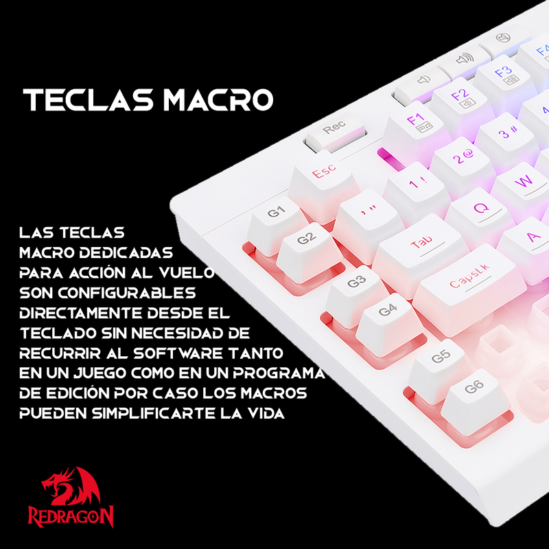 Teclado Gamer Redragon Shiva K512w Rgb Multimedia / 6 Macros