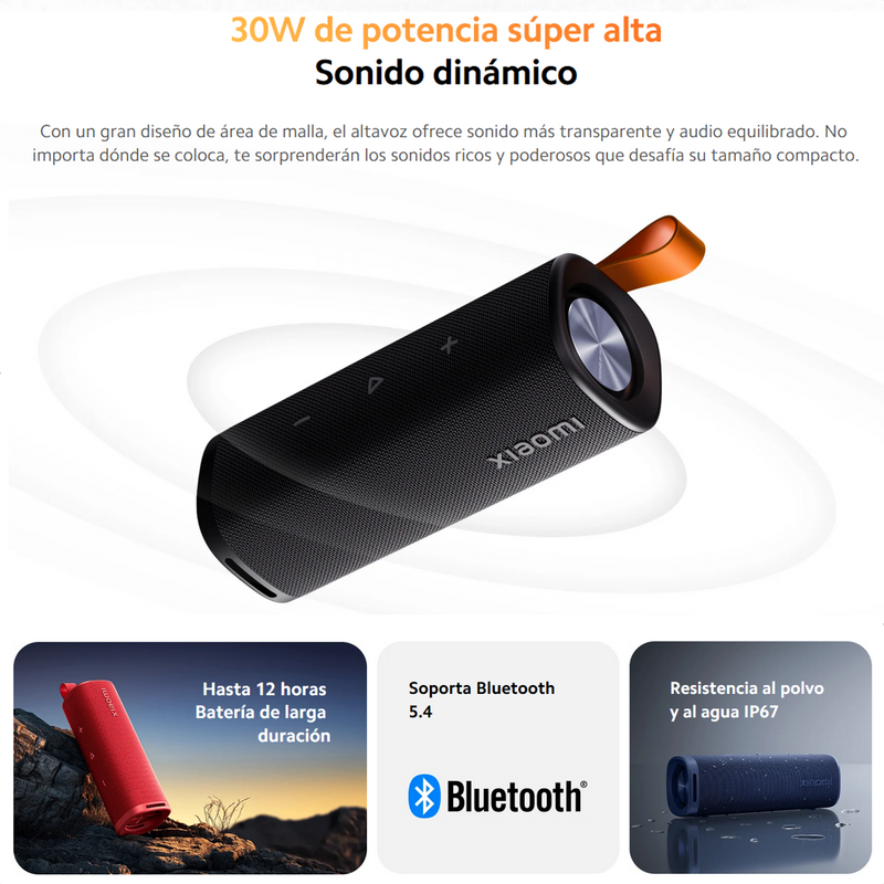 Xiaomi Sound Outdoor, Parlante Bt Portátil 30w Ip67 Tws, Blk