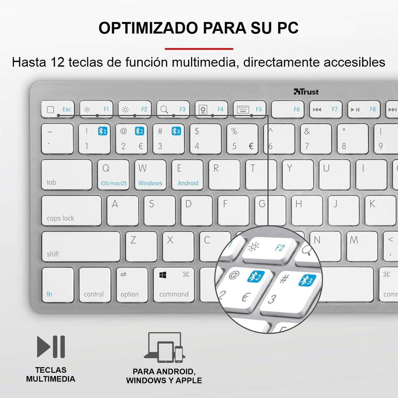 Teclado Bluetooth Inalámbrico Multidispositivo Trust Nado